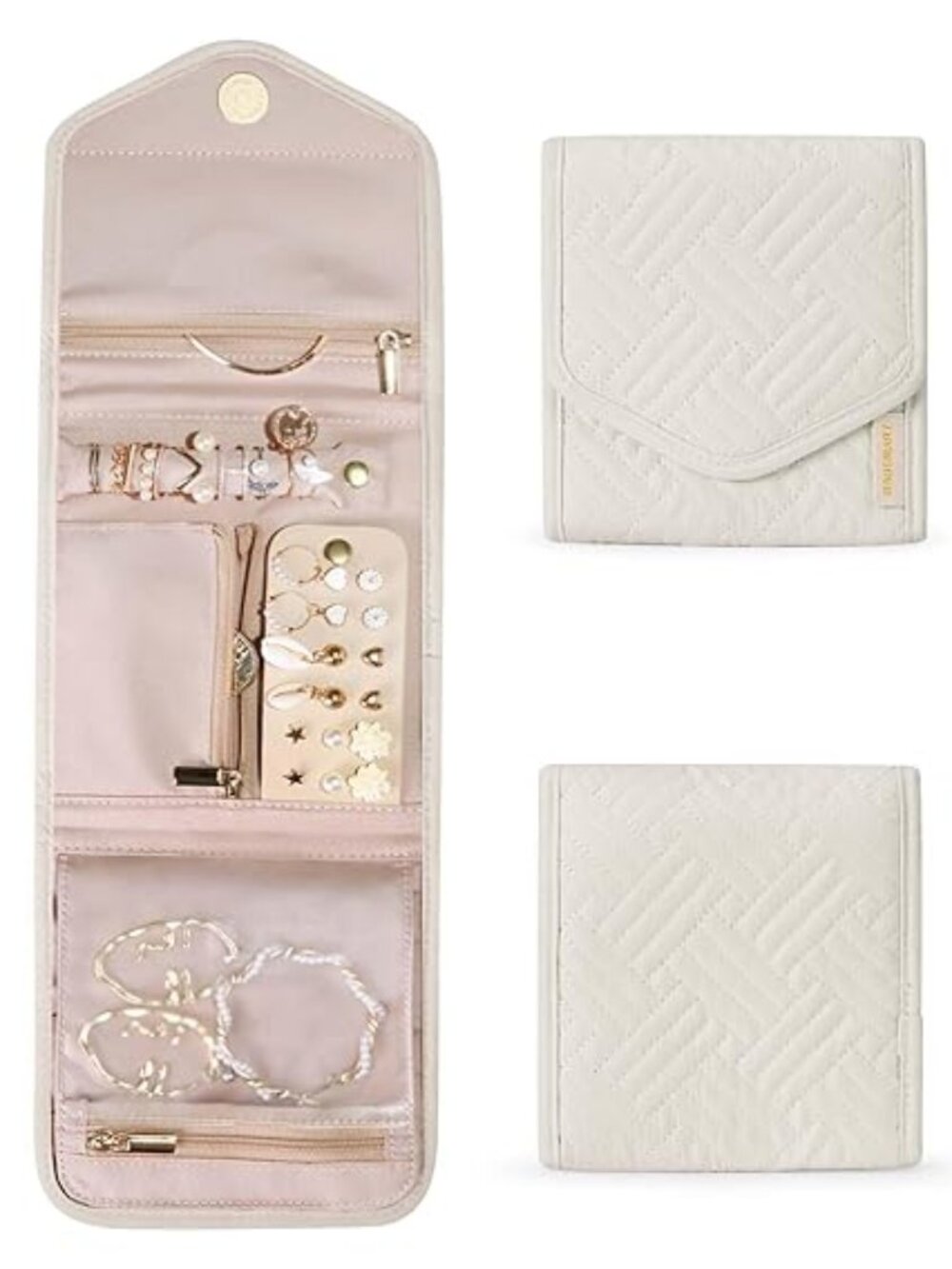 BAGSMART, Foldable Travel Jewelry Organizer, Beige, NWT